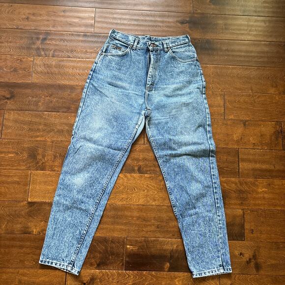 Vintage Lee High Rise Tapered Jeans Made in USA Acid Wash Denim Blue Women's 12 - Picture 10 of 10